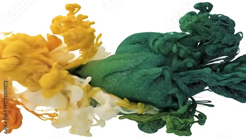 Captivating Visual Symphony: A Colorful Dance of Dissolving Liquid Pigments in Gradient Formation, Exhibiting Richness in Vivid Textures and Translucent Details