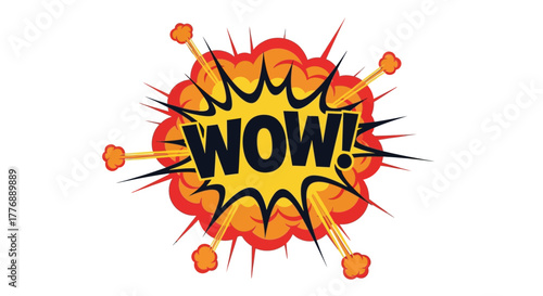 A vibrant comic book style explosion with the word wow inside