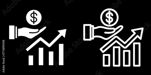 Funding Graph  Icon Set White Mix Style Collection