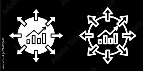 Expansion Graph  Icon Set White Mix Style Collection