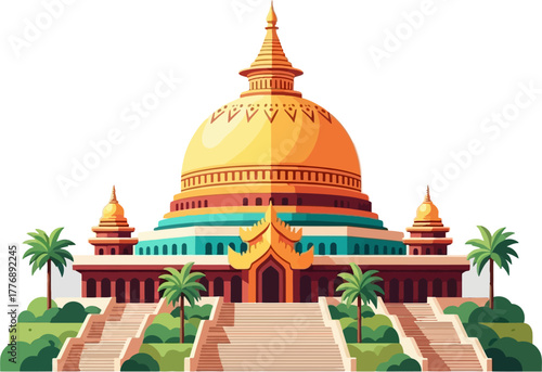 Global Vipassana Pagoda Mumbai — Giant Buddhist Meditation Hall with Golden Dome and Peaceful Surroundings Facing Arabian Sea