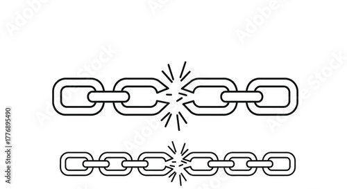 Broken chain link illustration with a burst of sparks depicted visually