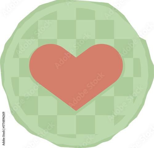 Heart on Checkered Circle Paper Cut Out