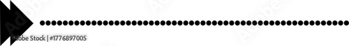 A simple black arrow pointing to the right, followed by a long horizontal dotted line on a white background.