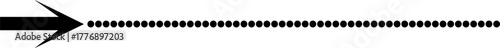 A black arrow pointing right, its shaft transforming into a long, segmented line on a white background.
