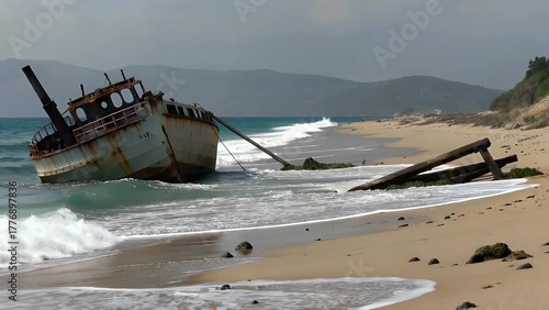 Remnants of a Historic Vessel's Demise Visible from the Shoreline During Seasonal Low