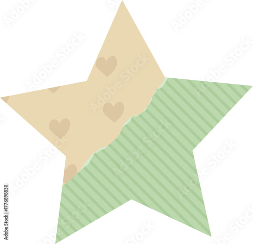 Patchwork Star with Hearts Paper Cut Out