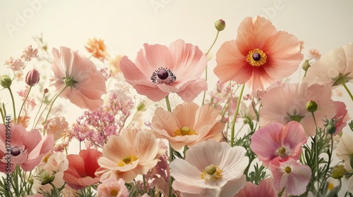 A field of pink flowers with yellow centers
