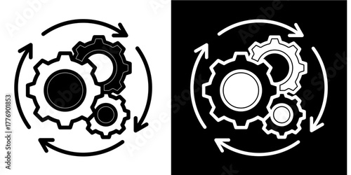 Business Process Engine  Icon Set White Mix Style Collection
