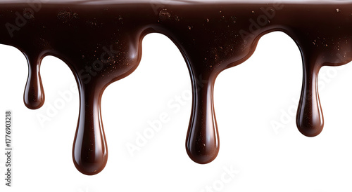 Melted chocolate dripping down, close-up