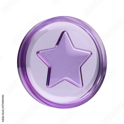 Elegant purple glass star award icon symbolizing excellence achievement and recognition for top performance and quality