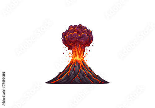 Volcanic Eruption: Witness the raw power of nature as a volcano erupts, spewing molten lava and ash high into the sky, creating a dramatic display of earth's forces.