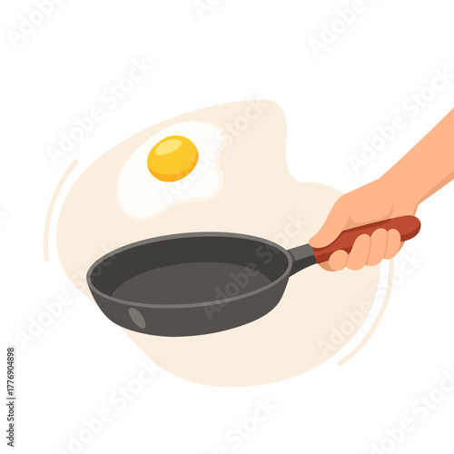 cooking breakfast outdoors, solo traveler prepares fried egg, campfire morning with eggs and warm light, enjoying hearty fried egg breakfast during travel