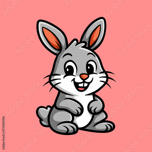 Fun cute bunny rabbit cartoon character isolated drawing line style design illustration