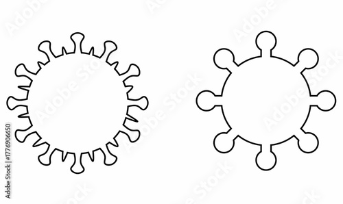 thin line outline flat bacteria or virus icon, symbolizing germs, bacteria, and microscopic pathogens, ideal for health, science, and medical design.isolated white background.