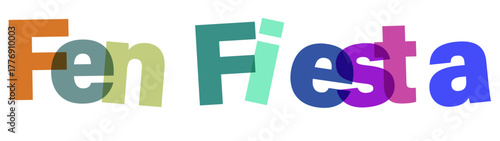 Dynamic overlapping three dimensional text design for a festive celebration event or party with bold typography and vibrant colors