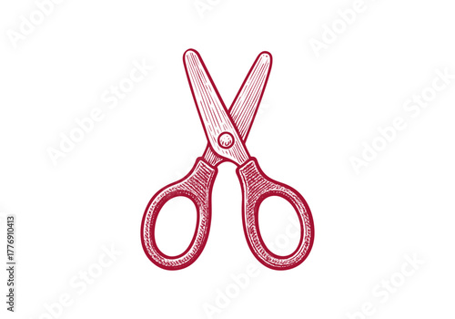 Scissor hand drawn simple engraved vector illustration