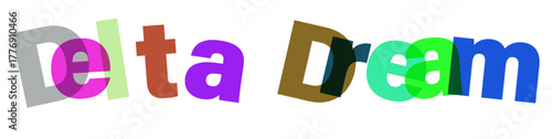 Dynamic three dimensional text effect with delta dream color palette and helvetica courier typography