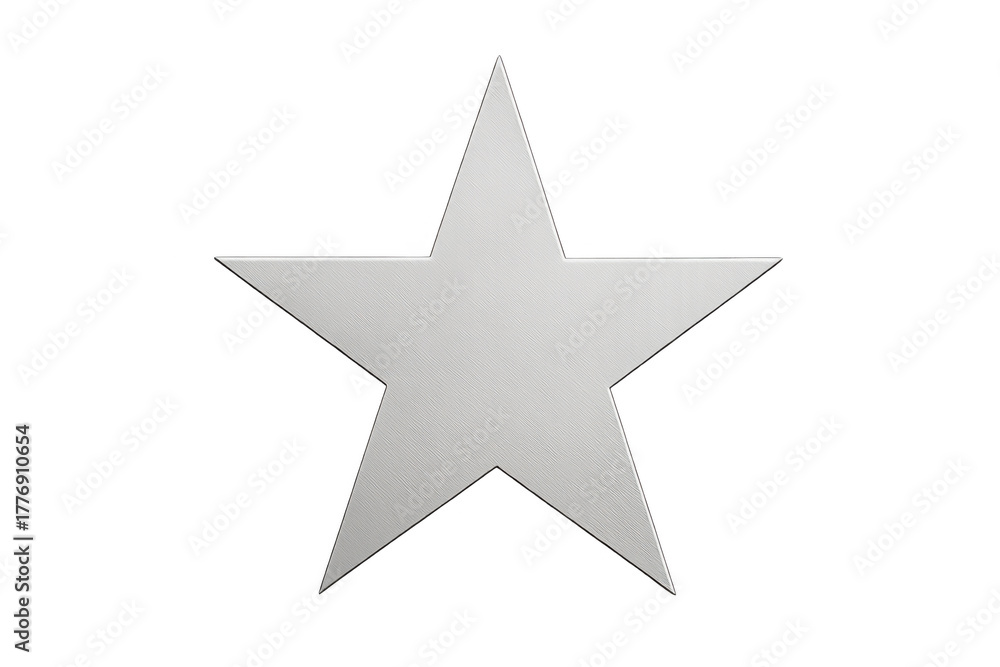 Fototapeta premium Silver five-pointed star icon representing quality, success, feedback, rating, award, and achievement with transparent background