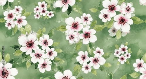 Floral Symphony in Bloom: A close-up view unveils a lush arrangement of delicate flowers, their petals softly embracing a symphony of colors, all nestled amidst a sea of vibrant green leaves. 