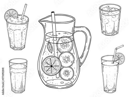 Iced Beverages and Lemonade Pitcher Sketch