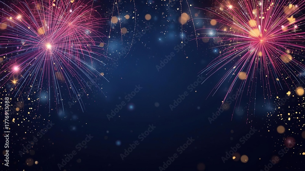 Fototapeta premium Golden Fireworks Celebration Background
