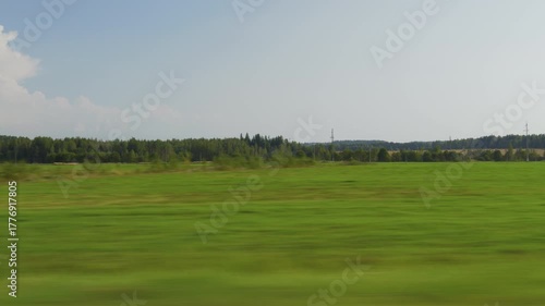 sunny summer day green landscape road trip passenger side window pov panorama 4k
