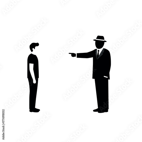 Man in Suit and Hat Points Finger at Another Man.