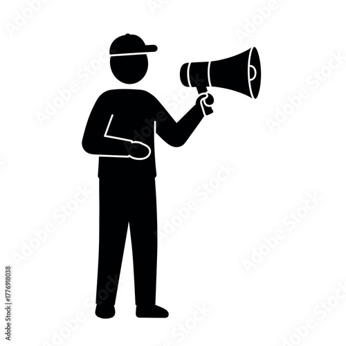 Man with Megaphone Icon.