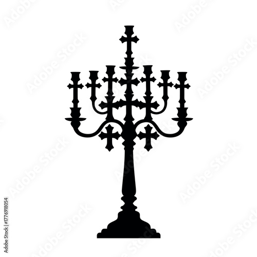 Ornate Candelabra with Cross Motifs.