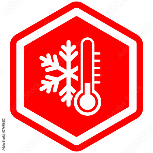 Warning Sign for ice, snow, and cold temperatures – Safety graphic vector illustration, selectable as PNG transparent icon.