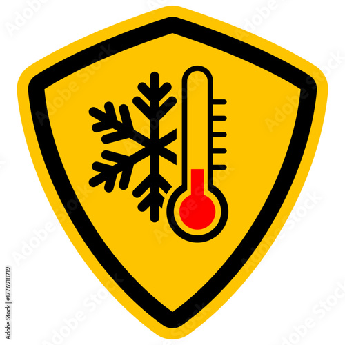 Warning Sign for ice, snow, and cold temperatures – Safety graphic vector illustration, selectable as PNG transparent icon.