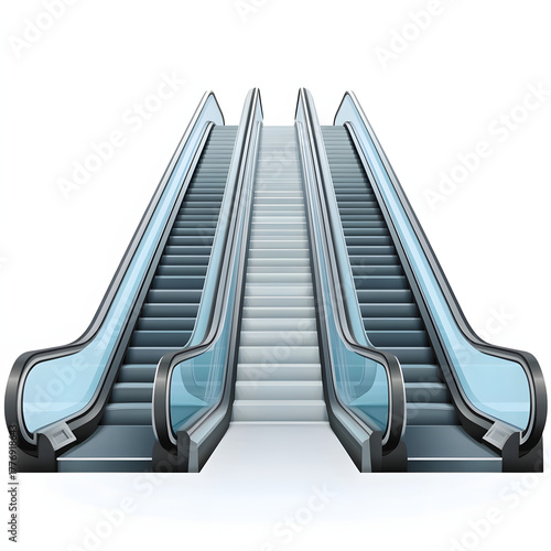 Escalator mockup. Realistic illustration of escalator vector mockup for web design isolated on white background