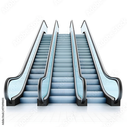 Escalator mockup. Realistic illustration of escalator vector mockup for web design isolated on white background