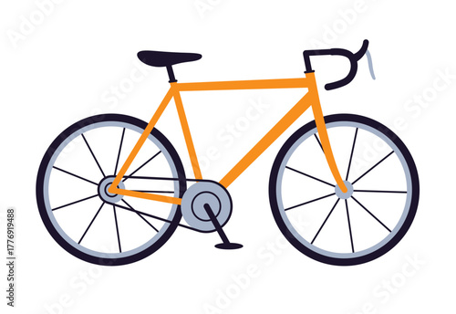 Orange road bicycle flat illustration isolated vector
