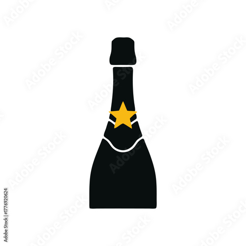 Vector silhouette of a champagne bottle