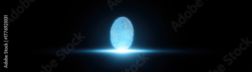 Wallpaper Mural Digital fingerprint icon glowing on virtual interface with blue light effect and dark background for security concept Torontodigital.ca