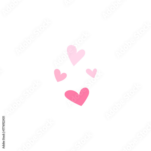 Collection of four pink cartoon hearts, symbolizing love and affection, presented on a clean white background