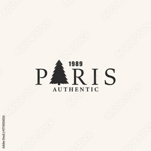 paris pine icon line art logo design vector illustration.