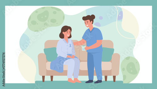 Nurse provides compassionate care to a patient recovering at home Healthcare support and awareness