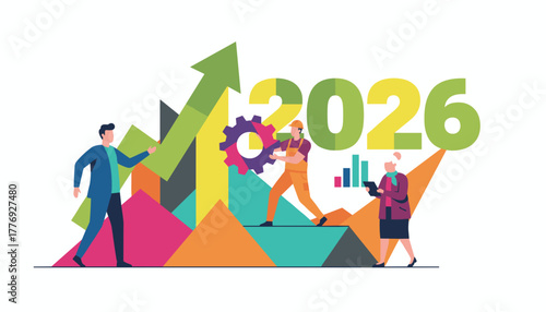 Team working toward business growth in 2026 Financial success planning and goal achievement