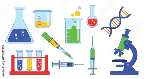 Various laboratory equipment and biological elements for scientific research applications