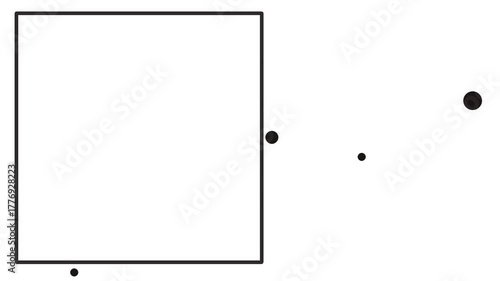 Atoms or particles flicker near the frame. Some atoms move along the edge of the form.