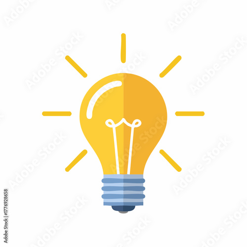 Bright Yellow Light Bulb with Idea Concept.