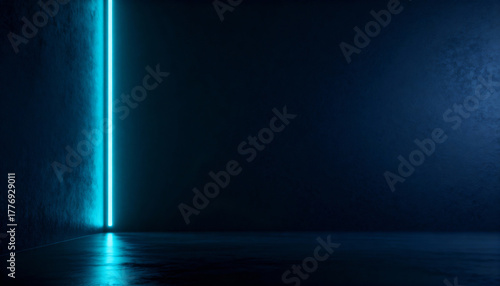 Dark minimalist wallpaper, single glowing neon line in empty space, elegant contrast, vertical, modern composition