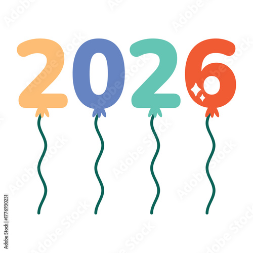 Colorful Balloons Celebration New Year