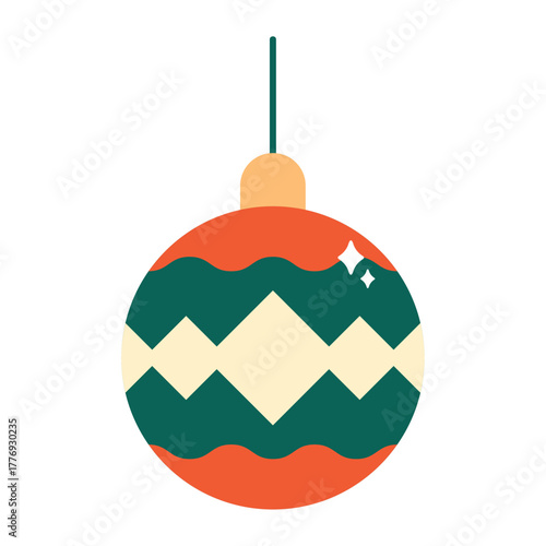 Flat Style Christmas Ornament Vector Illustration