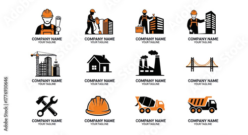 Construction and Building Industry Logos - Diverse Designs for Construction Companies.