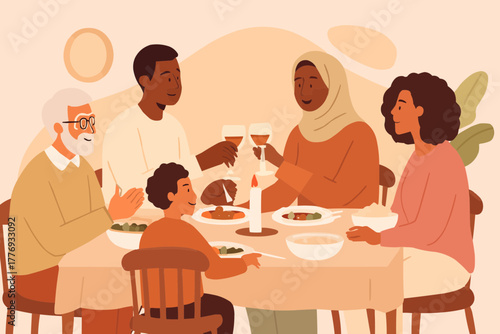 Parents teaching children about kindness and tolerance using illustrated storybooks in cozy living room