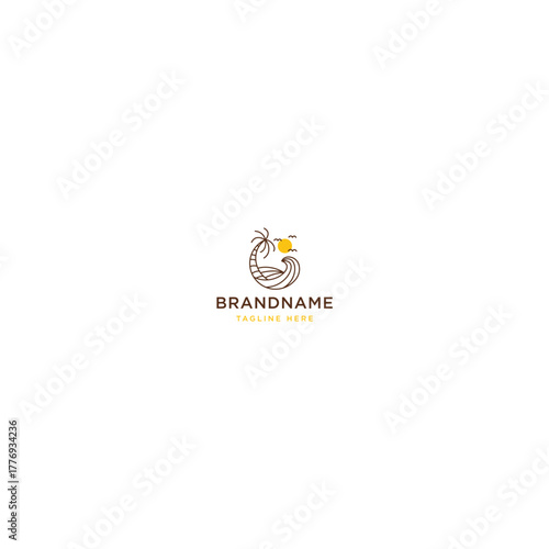 Palm beach logo design template flat vector